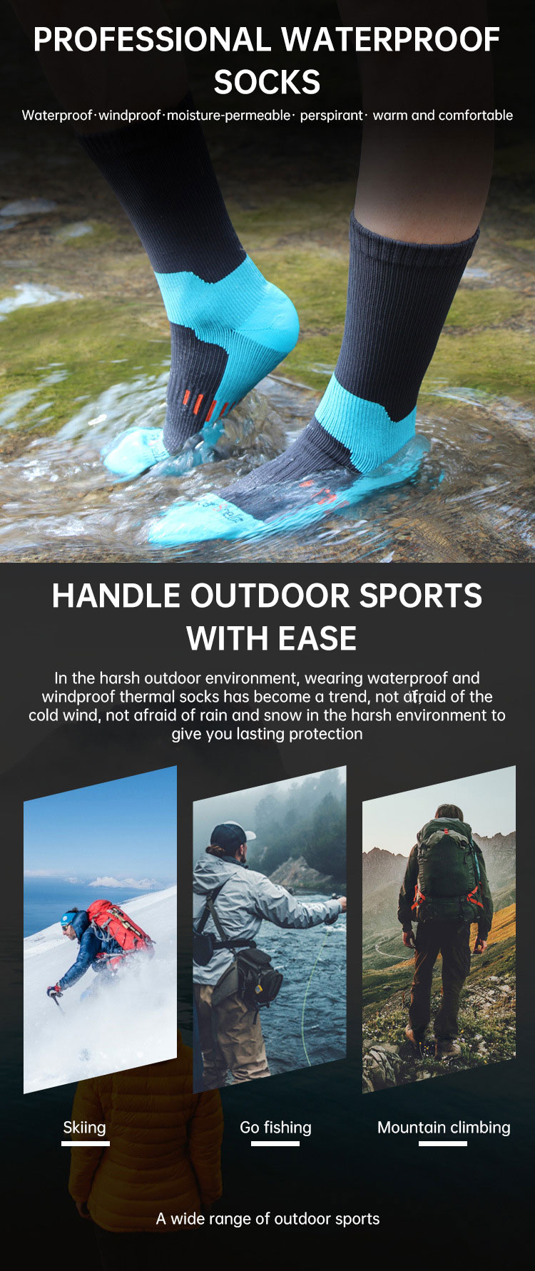 Socks Waterproof Breathable Outdoor Waterproof Hiking Wading Camping Winter Skiing Sock Riding Snow Warm Waterproof Socks - Image 15