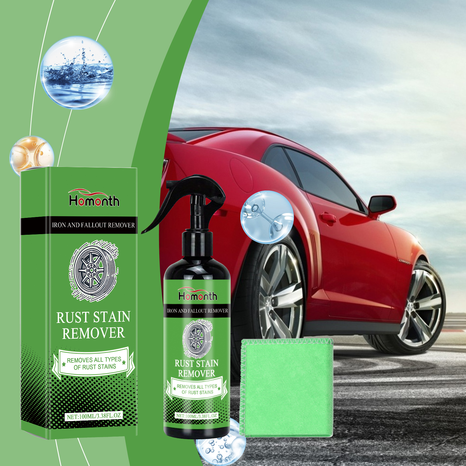 Wheel Hub Rust Removal Spray Car Wheel Cleaning Decontamination Rust Renovation Polishing Maintenance - Image 3