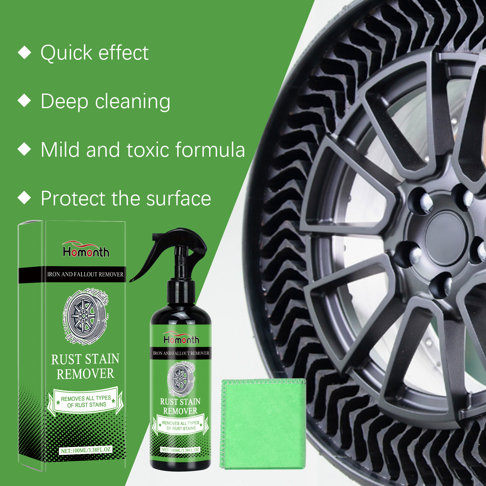 Wheel Hub Rust Removal Spray Car Wheel Cleaning Decontamination Rust Renovation Polishing Maintenance - Image 4