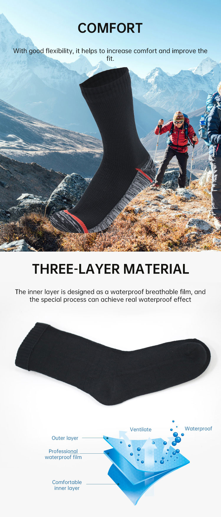 Socks Waterproof Breathable Outdoor Waterproof Hiking Wading Camping Winter Skiing Sock Riding Snow Warm Waterproof Socks - Image 14