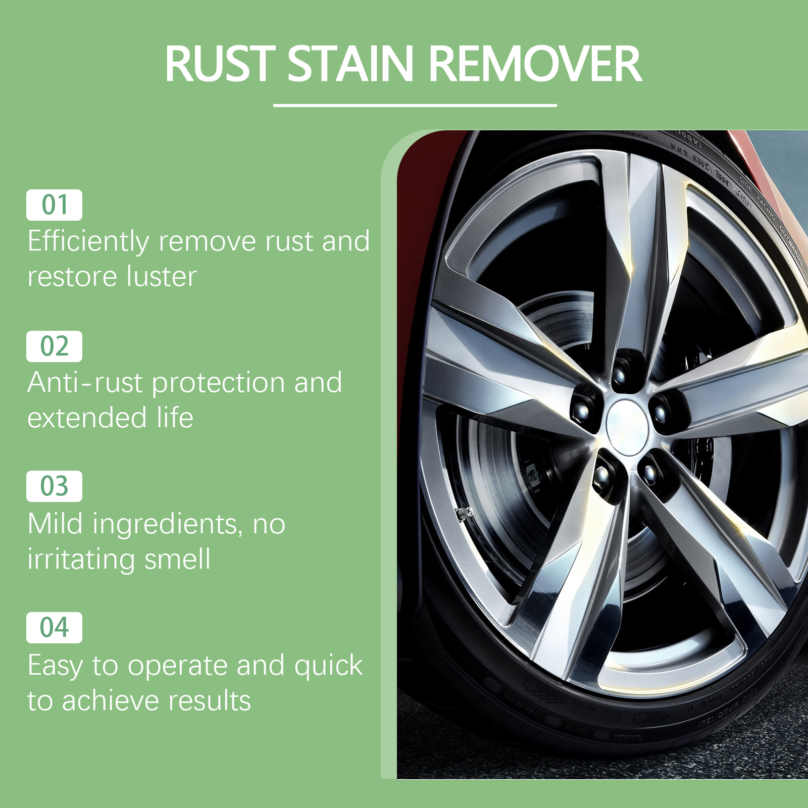 Wheel Hub Rust Removal Spray Car Wheel Cleaning Decontamination Rust Renovation Polishing Maintenance - Image 5